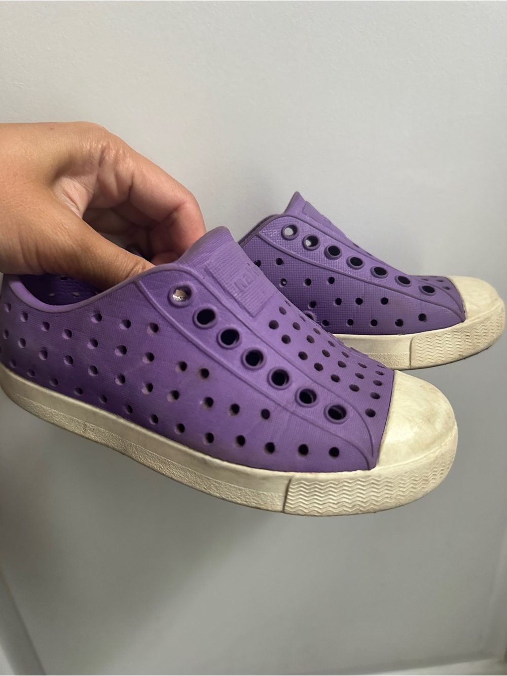 Native Kids Purple Slip-On Water Shoes with White Sole